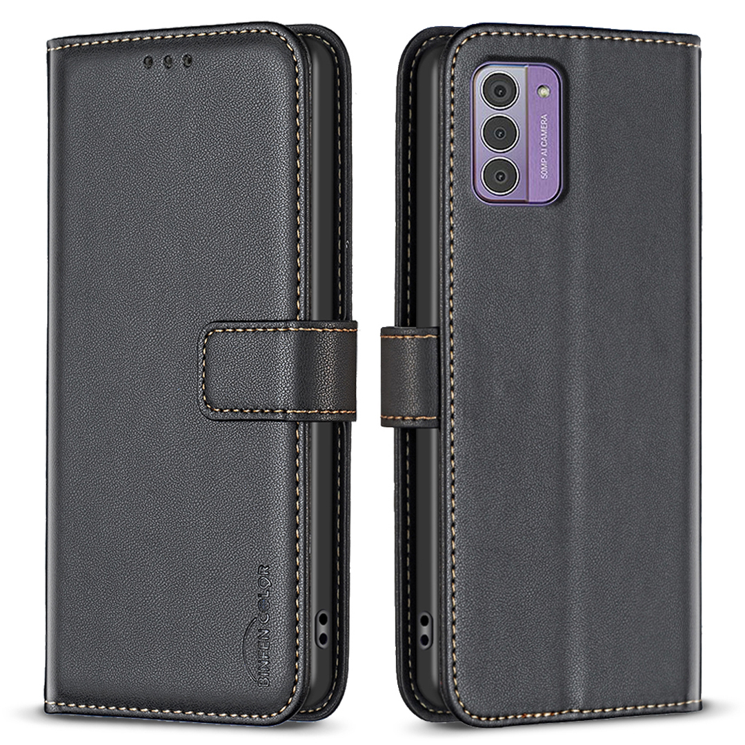 

Binfen Farbe BF17 Mobiltelefonabdeckung Für Nokia G42 Wallet Stand TPU+PU Leder Telefonhülle - Schwarz, Nokia G42