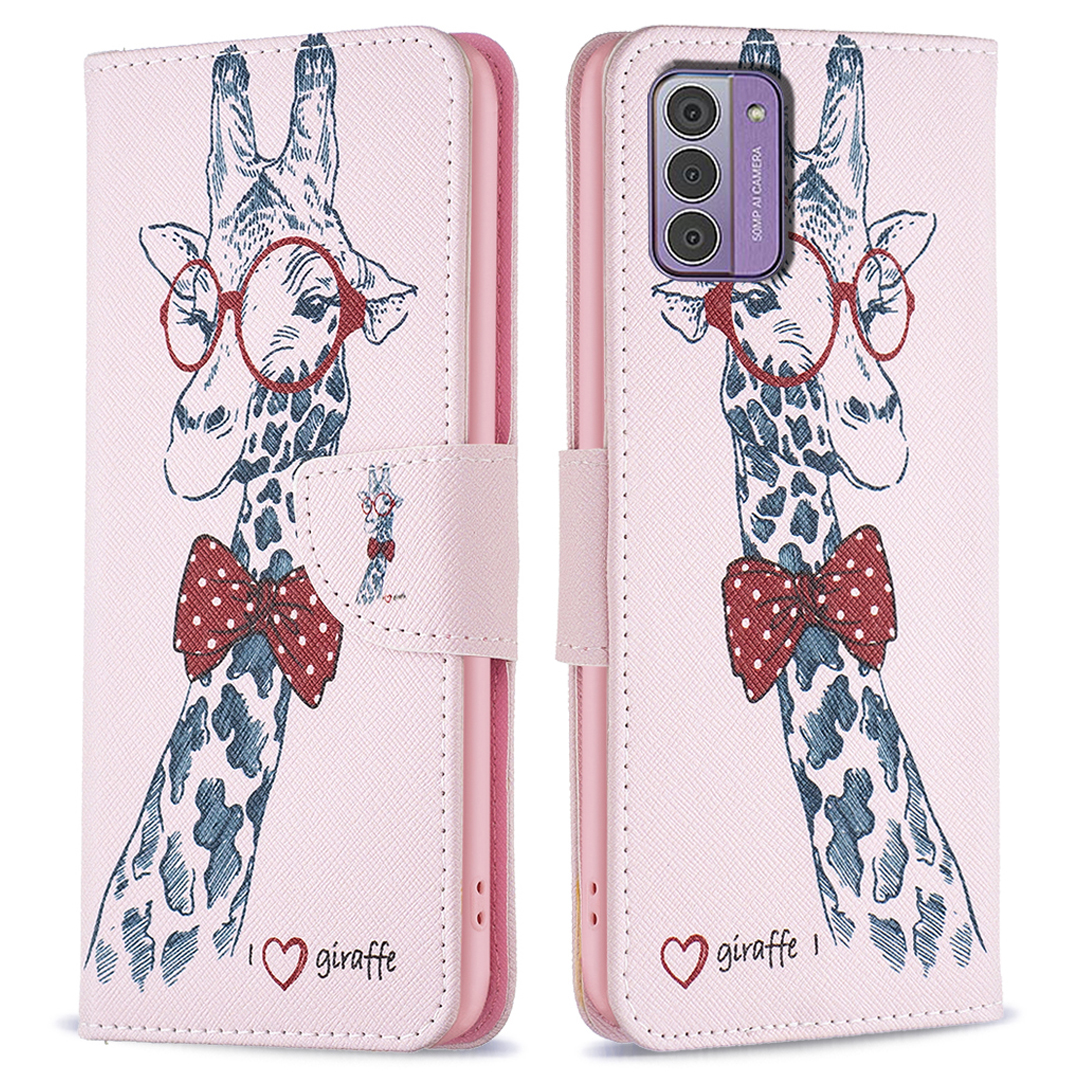

Für Nokia G42 Standabdeckung PU Leder Muster Druckbrieftasche Schutzflip -telefon Hülle - Giraffe, Nokia G42