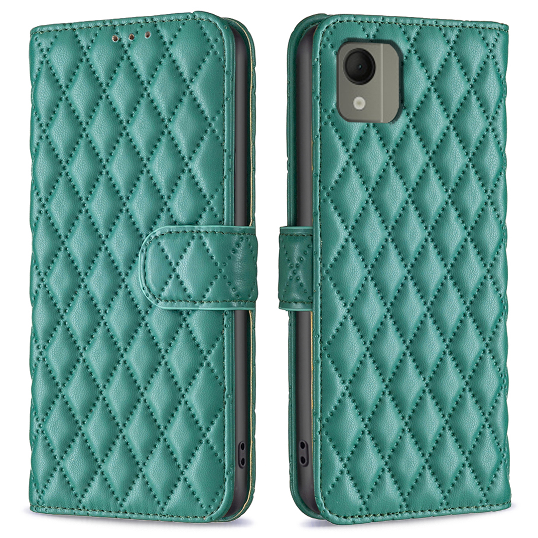 

Binfen Color BF Style-14 Für Nokia C110 Anti-kratzer-brieftaschenabdeckungsschale Geprägtes Stand PU Leder Telefon Hülle - Grün, Nokia C110