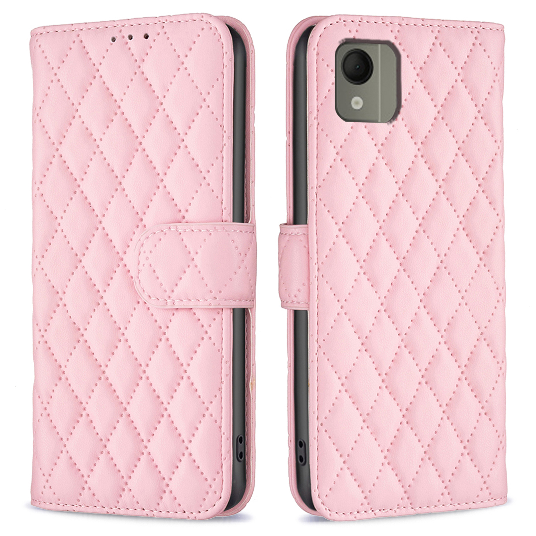 

Binfen Color BF Style-14 Für Nokia C110 Anti-kratzer-brieftaschenabdeckungsschale Geprägtes Stand PU Leder Telefon Hülle - Rosa, Nokia C110
