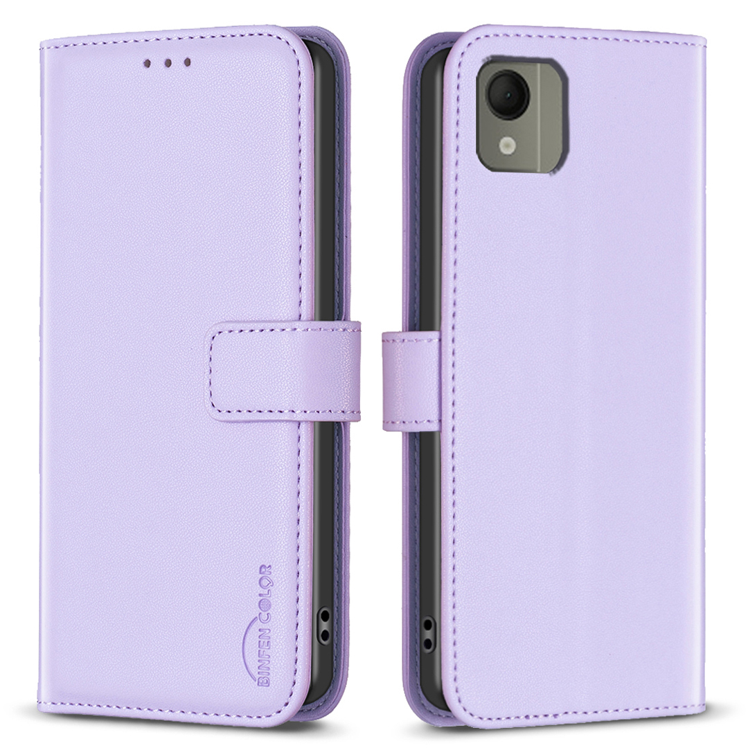

Binfen Farbe BF17 Telefonabdeckung Für Nokia C110 Wallet Stand TPU+PU Leder -telefon Schocksicherheit - Lila, Nokia C110