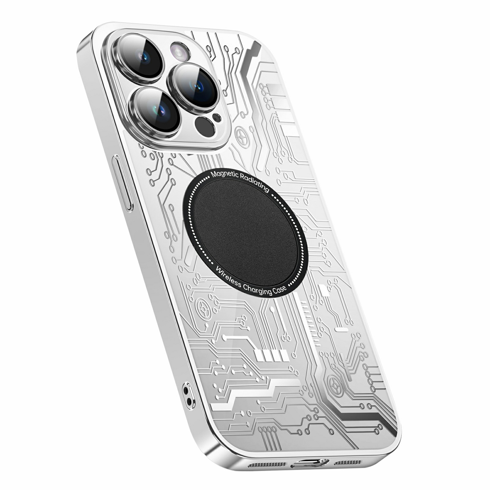 

Für Das Iphone 13 Pro Hard PC Cover Glass Objektiv Film Elektroplierendes Telefonfall Kompatibel Mit Magsafe - Silber, iPhone 13 Pro