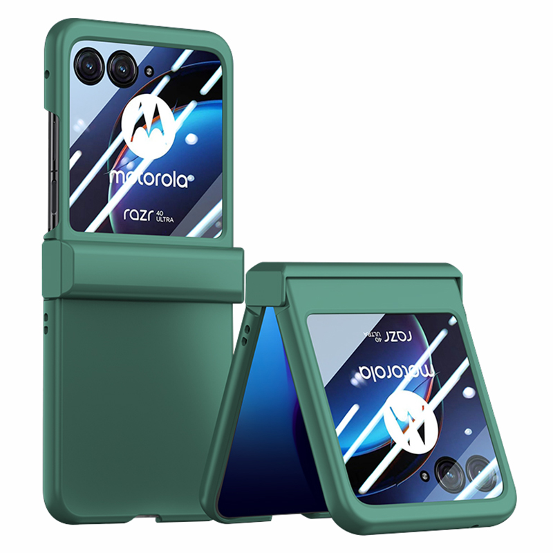 

Für Motorola Razr 40 Ultra 5G Telefonhülle Scharnierdesign -pc -abdeckung Mit Temperiertem Gla -heckschutzschutz - Dunkelgrün, Motorola Razr 40 Ultra 5G