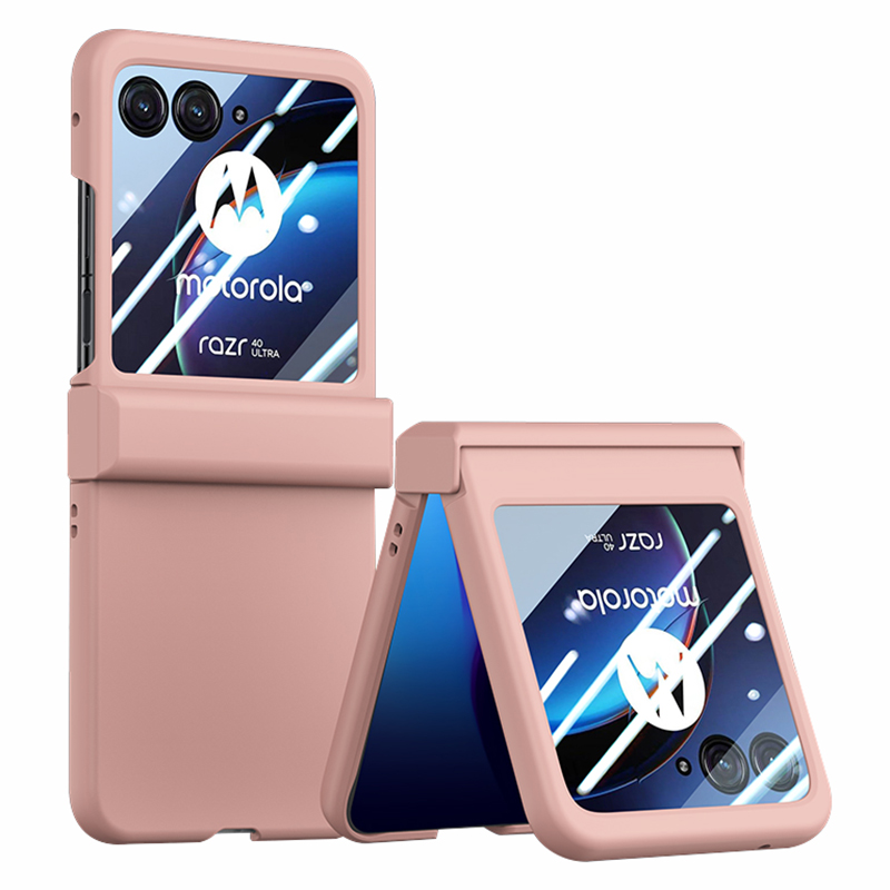 

Für Motorola Razr 40 Ultra 5G Telefonhülle Scharnierdesign -pc -abdeckung Mit Temperiertem Gla -heckschutzschutz - Rosa, Motorola Razr 40 Ultra 5G