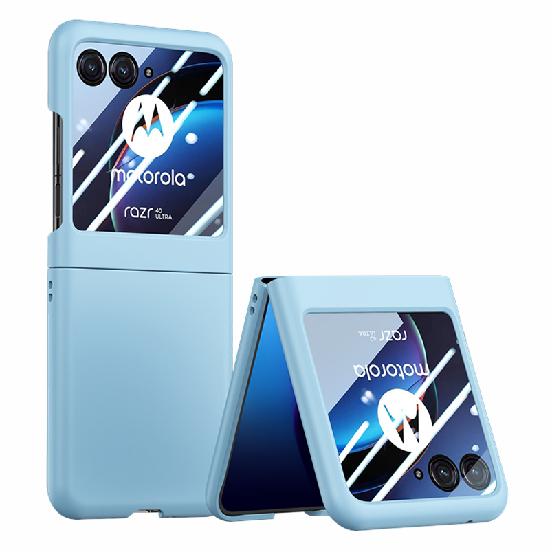 

Für Motorola Razr 40 Ultra 5G Phone Case Skin-touch-pc-abdeckung Mit Temperiertem Glas Zurücker Bildschirmschutz - Baby Blau, Motorola Razr 40 Ultra 5G