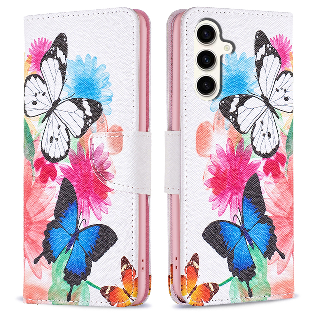 

Für Samsung Galaxy S23 fe Phone Hülle PU -leder -muster -druckbrieftasche Feature -deckung - Zwei Schmetterlinge, Galaxy S23 FE