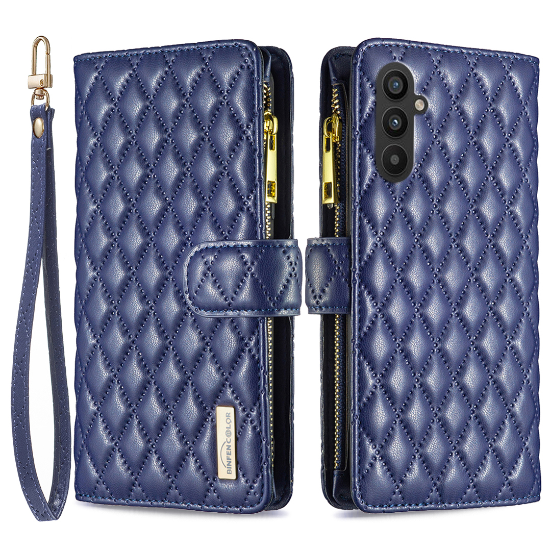 

Binfen Color BF Style-15 Für Samsung Galaxy A25 5G Flip Case Wallet Phone Ständer Shell Reißverschluss Tasche Lederabdeckung - Blau, Galaxy A25 5G