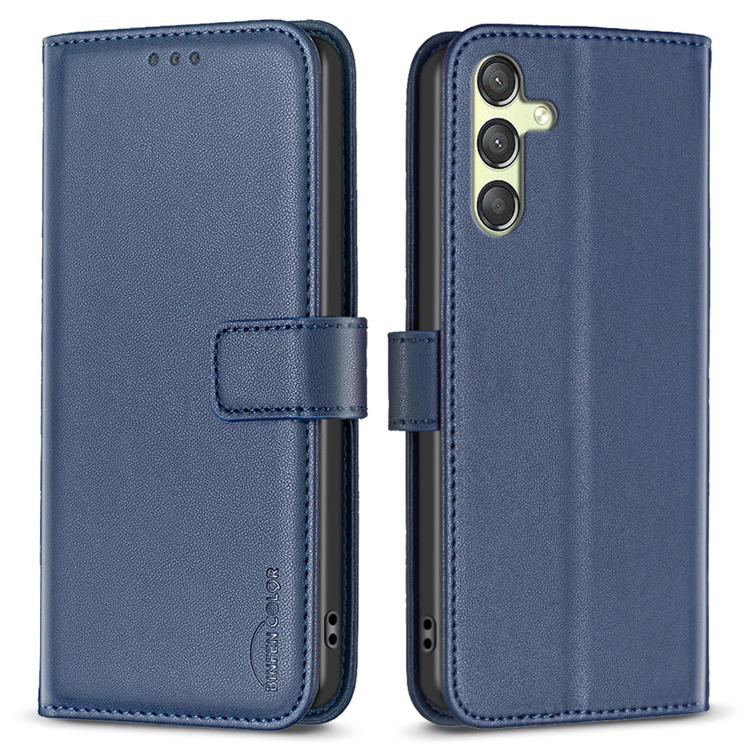 

Binfen Farbe BF17 Für Samsung Galaxy A25 5G Ständer Ledertasche Vollschutz Brieftasche Telefonabdeckung - Blau, Galaxy A25 5G