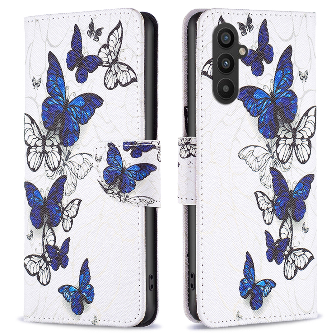 

PU Ledertasche Für Samsung Galaxy A25 5G Wallet Stand TPU Innenschalenmuster Druckphase - Schmetterlinge, Galaxy A25 5G
