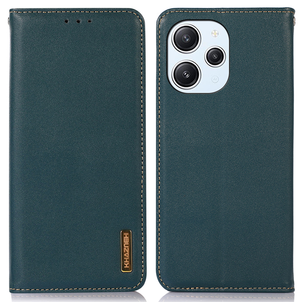 

Khazneh Für Xiaomi Redmi 12 4G Nappa Textur Echte Kuh Leder Brieftasche RFID -blockierungsständer Cover - Grün, Xiaomi Redmi 12 4G