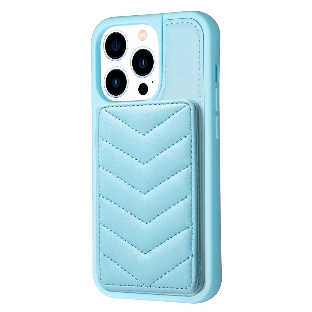 

BF26 Für Iphone 14 Pro Max Wave Texture TPU+PU Leder Telefon Hülle Kickstand -kartenhalter Telefonschale - Blau, iPhone 14 Pro Max