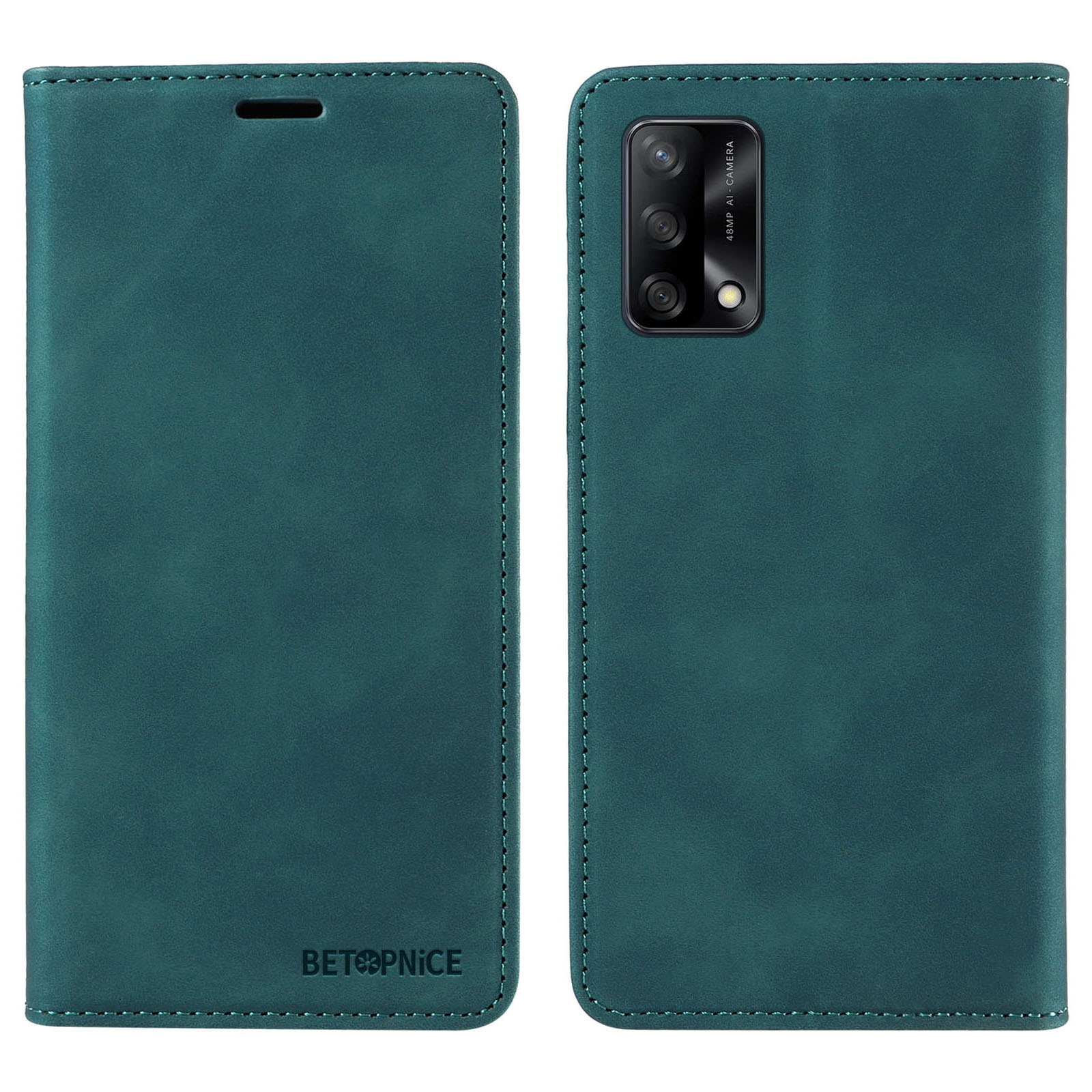 

Betopnice 003 Für Oppo A74 4G / F19 / F19s / A95 4G / Reno6 Lite Rfid Blockierende Flipständer Leder -telefonhülle Brieftaschenabdeckung - Grün, Oppo A74 4G