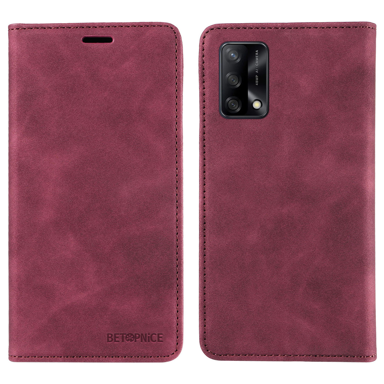 

Betopnice 003 Für Oppo A74 4G / F19 / F19s / A95 4G / Reno6 Lite Rfid Blockierende Flipständer Leder -telefonhülle Brieftaschenabdeckung - Rot, Oppo A74 4G