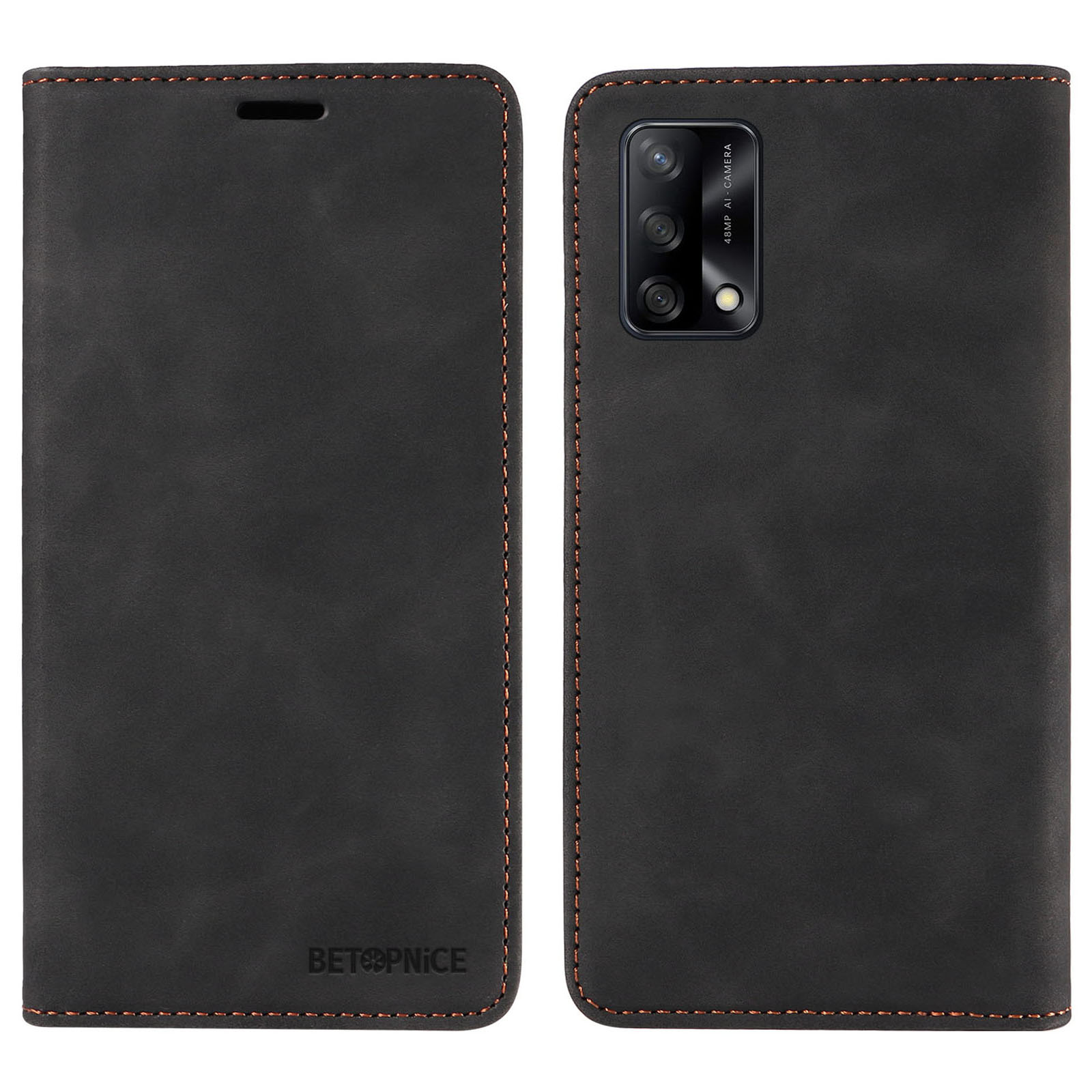 

Betopnice 003 Für Oppo A74 4G / F19 / F19s / A95 4G / Reno6 Lite Rfid Blockierende Flipständer Leder -telefonhülle Brieftaschenabdeckung - Schwarz, Oppo A74 4G
