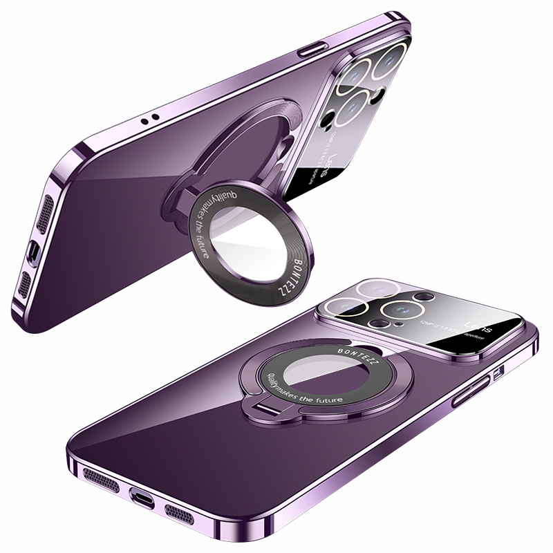 

Elektroplatte Telefonabdeckung Für Iphone 12 Pro 6,1 Zoll Anti-drogen-hard-pc-kickständer Mit Magsafe Kompatibel - Dunkelviolett, iPhone 12 Pro