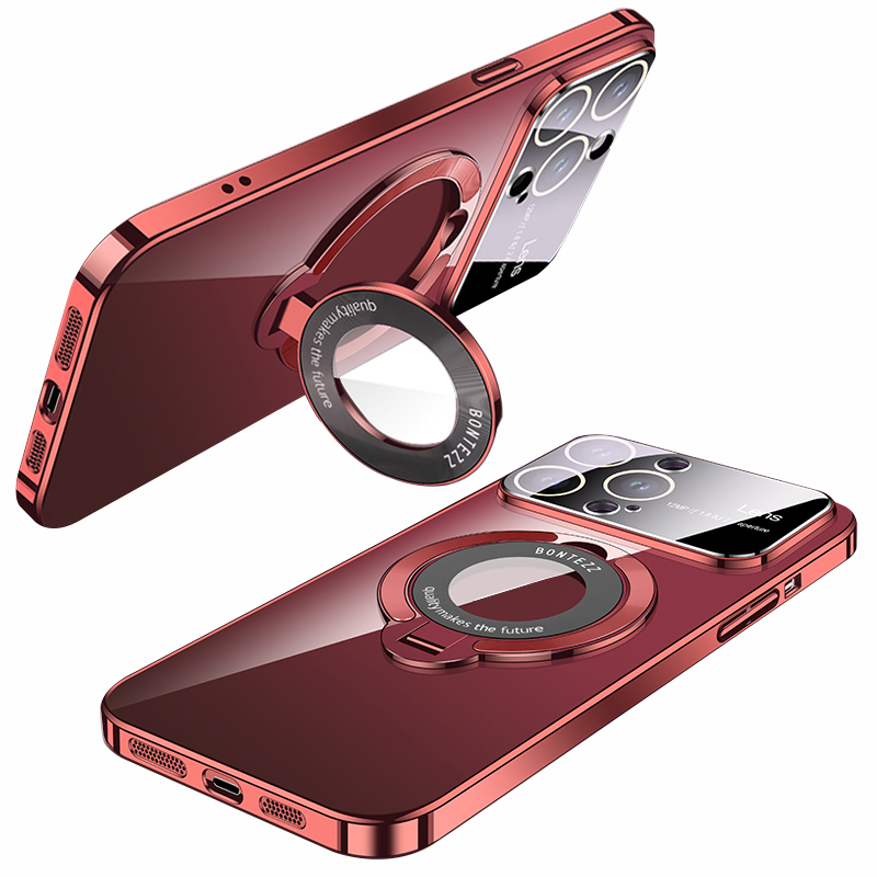 

Elektroplatte Telefonabdeckung Für Iphone 12 Pro 6,1 Zoll Anti-drogen-hard-pc-kickständer Mit Magsafe Kompatibel - Rot, iPhone 12 Pro