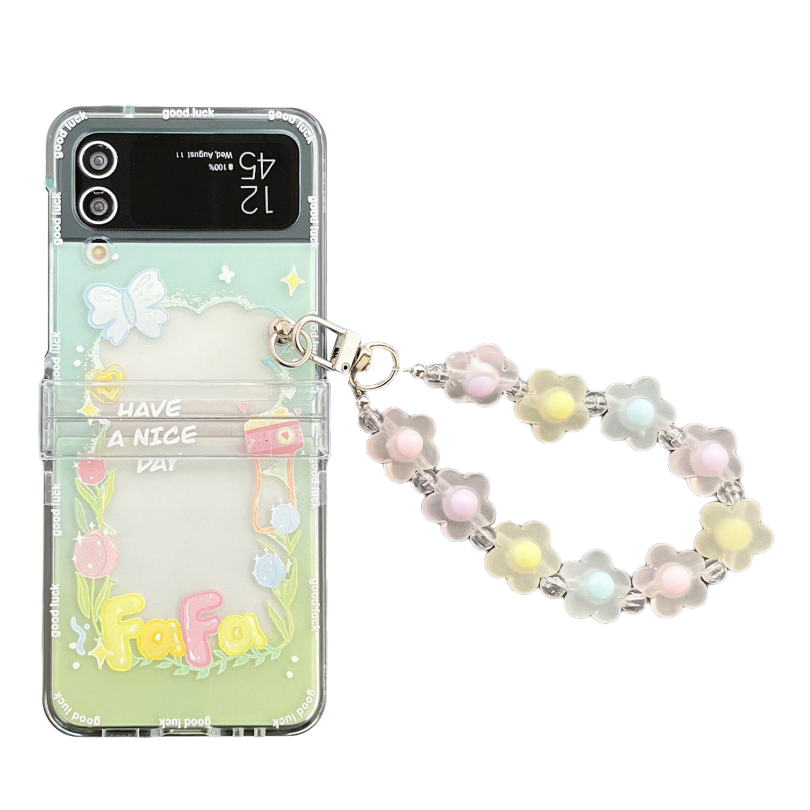

Für Samsung Galaxy Z Flip4 5G Protective Phone Case Muster Drucker PC -abdeckung Mit Handgurt - Schmetterling Und Blume, Galaxy Z Flip4 5G