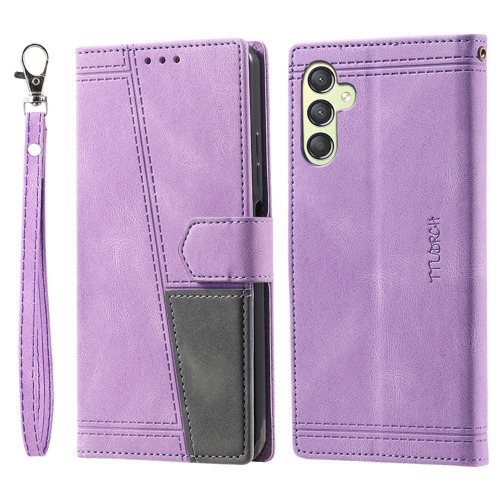

Ttudrch Für Samsung Galaxy A25 5G Style 004 Spleißhaut-touch Leder-hülle Rfid-blockierung Brieftasche Abdeckung Mit Handgelenkriemen - Lila, Galaxy A25 5G