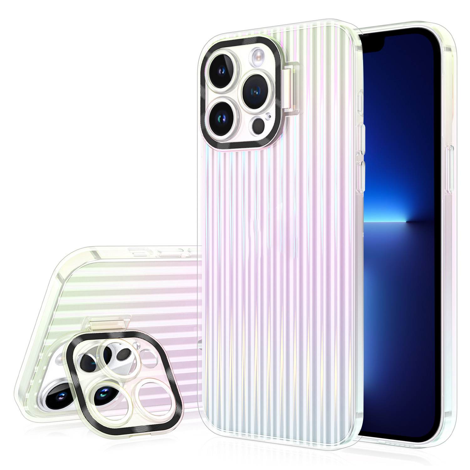 

Bulksourcing -gradienten -telefonhülle Für Iphone 13 Pro Hard PC Camera Frame Kickstand Cover - Schwarz, iPhone 13 Pro