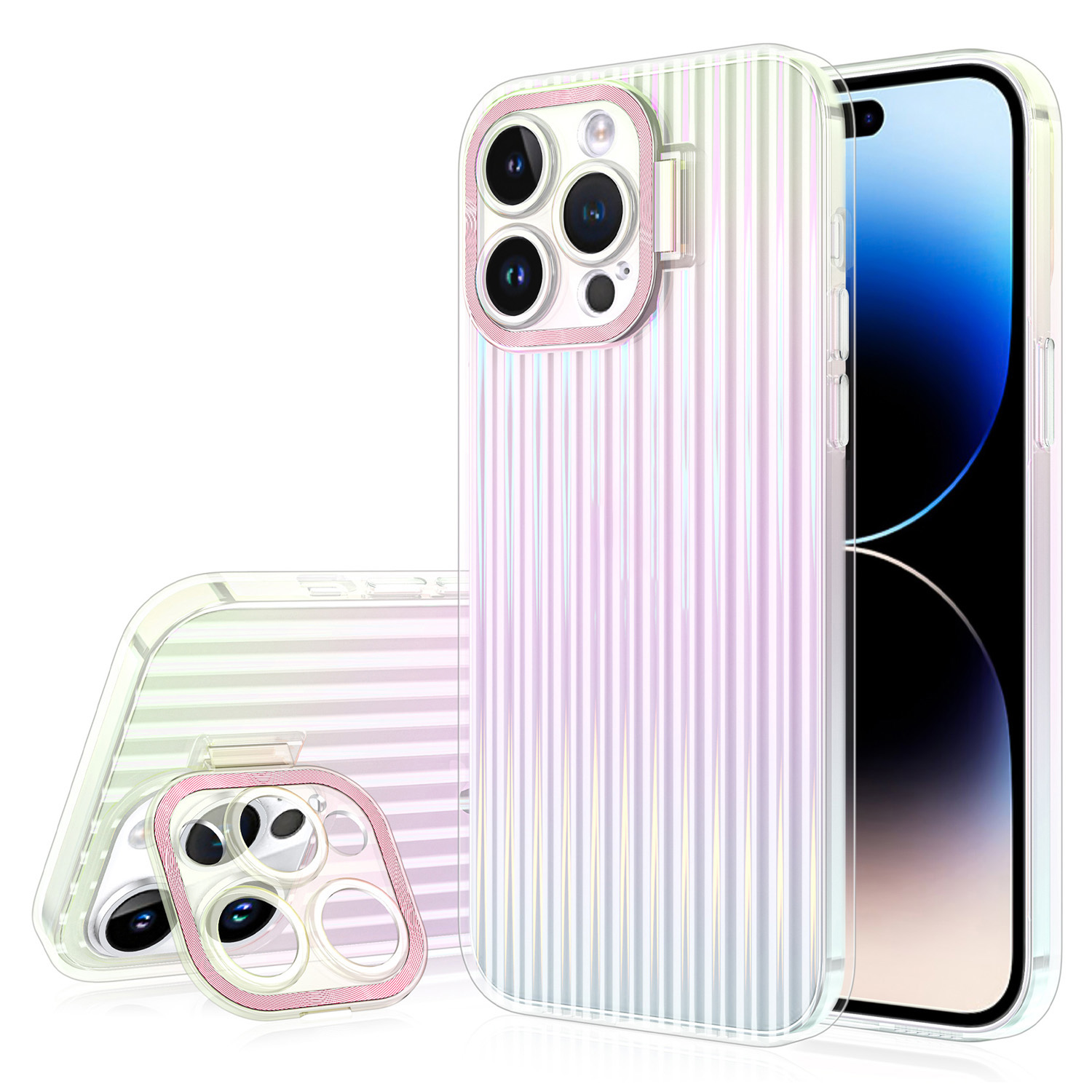 

Bulksourcing Für Iphone 14 Pro Max Phone Case Camera Frame Kickstand Hard -pc -gradientenabdeckung - Rosa, iPhone 14 Pro Max
