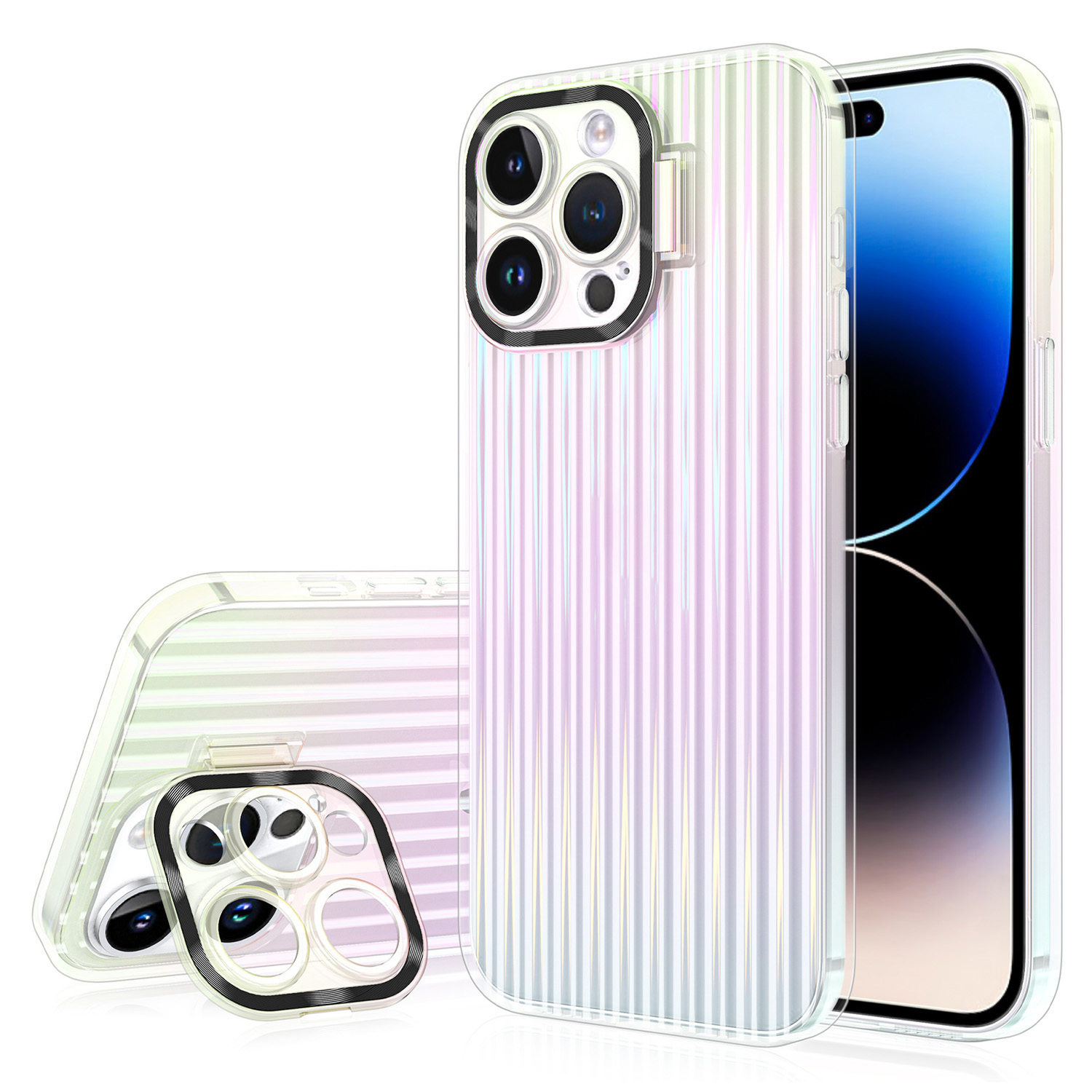 

Bulksourcing Kickstand -telefonhülle Für Iphone 14 Pro -gradient Hard PC -kamera -rahmenschutzabdeckung - Schwarz, iPhone 14 Pro