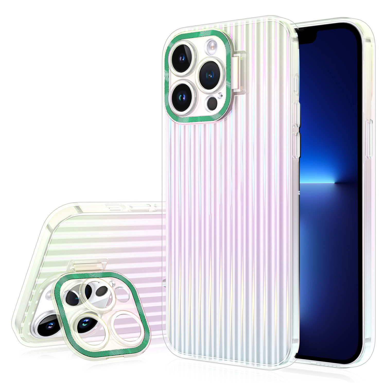 

Bulksourcing PC -telefonhülle Für Iphone 13 Pro Max -gradientenkamera Rahmen Kickstand Stoßdicht - Grün, iPhone 13 Pro Max