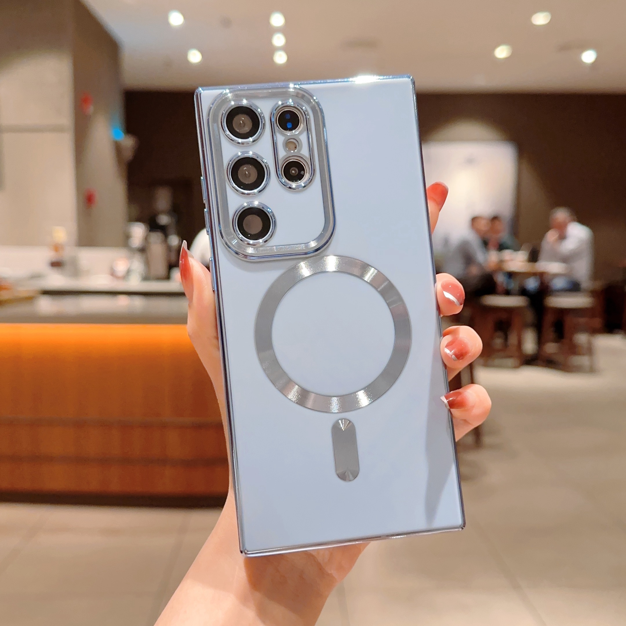 

Zurückkoffer Für Samsung Galaxy S23 Ultra 6d Elektroplatiertes Glänzendes TPU -telefonabdeckungsabdeckung, Kompatibel Mit Magsafe - Blau, Galaxy S23 Ultra