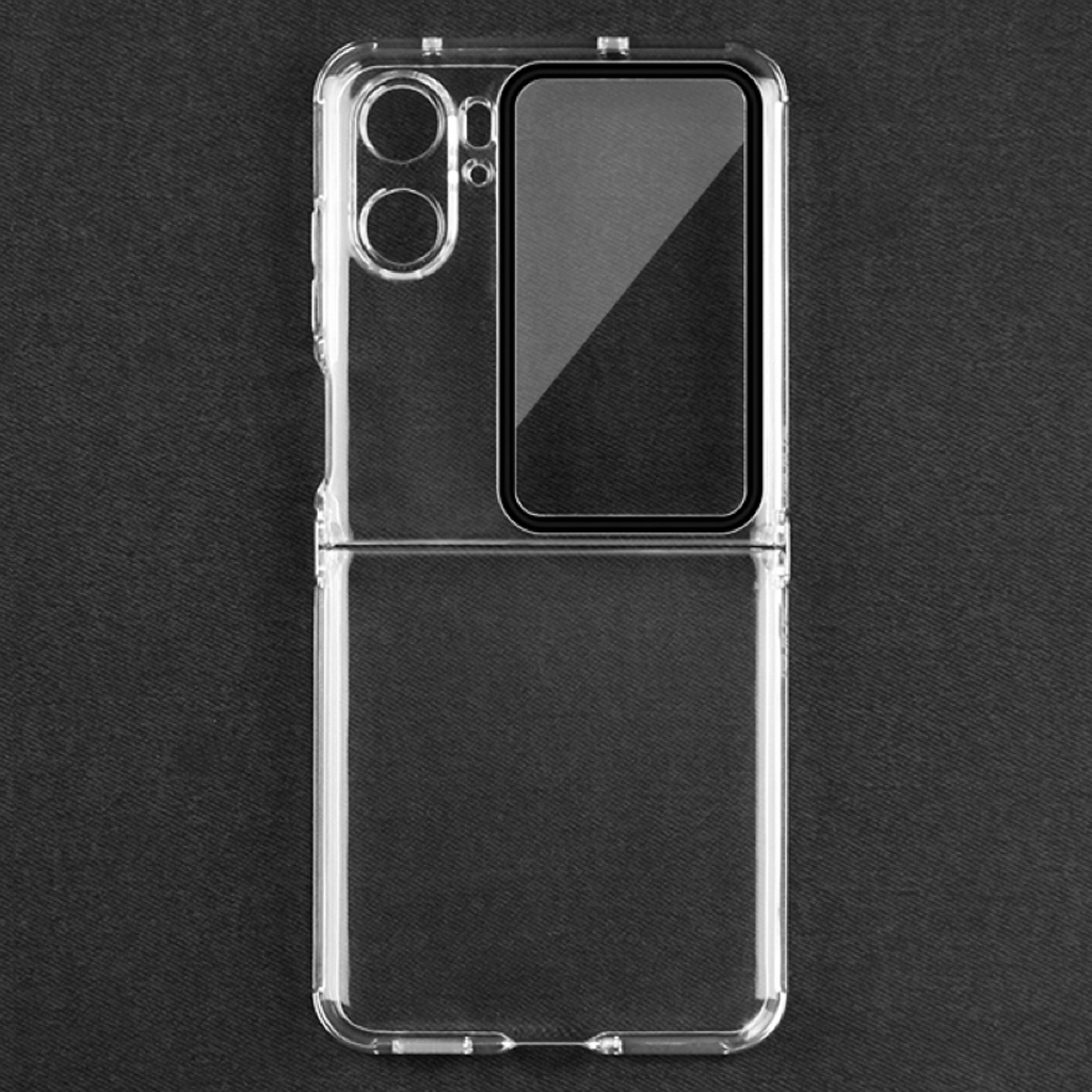

Clear Telefonkoffer Für Oppo Finden Sie N2 Flip 5G Weiche TPU -scharnier -schutzabdeckung Mit Temperiertem Glaslinsenfilm, Oppo Find N2 Flip 5G