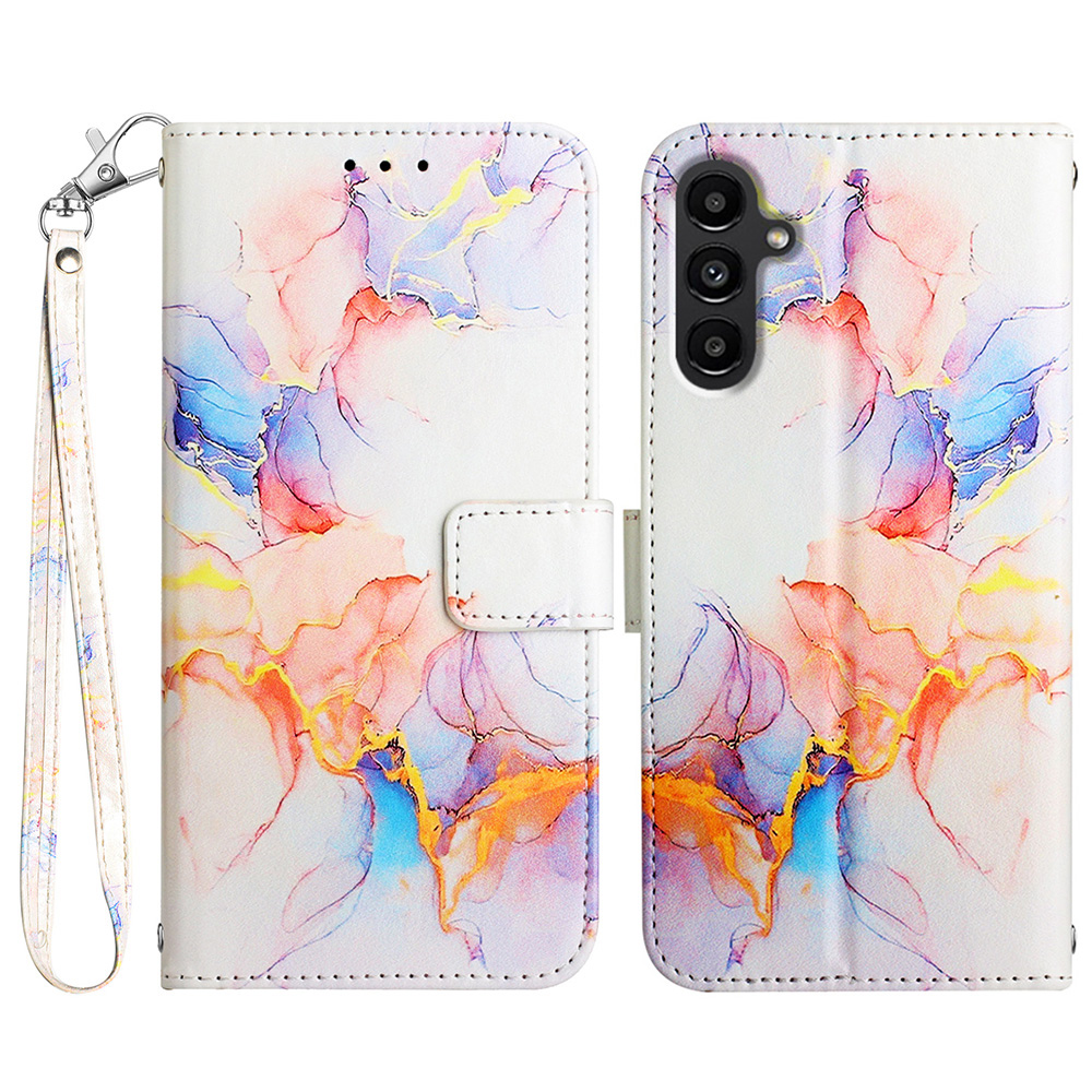 

YB Muster Druckleder Leder Serie-5 Für Samsung Galaxy S23 fe Flip Wallet Leder Hülle Telefonständer Cover - Weißer LS004, Galaxy S23 FE