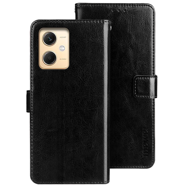 

IDEWEI Für Xiaomi Redmi Note 12r Pro 5g Wallet Leder Hülle Crazy Horse Texture Ständer Anti-fingerabdruck-telefonschalenabdeckung - Schwarz, Xiaomi Redmi Note 12R Pro 5G