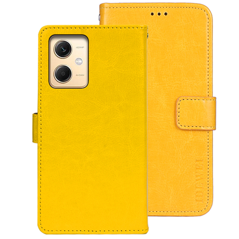 

IDEWEI Für Xiaomi Redmi Note 12r Pro 5g Wallet Leder Hülle Crazy Horse Texture Ständer Anti-fingerabdruck-telefonschalenabdeckung - Gelb, Xiaomi Redmi Note 12R Pro 5G