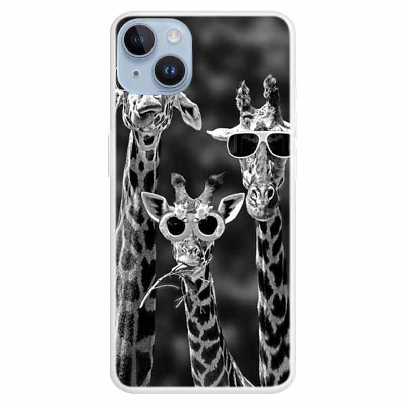 

Für Das Iphone 15 Muster Gedruckte Telefonhülle Weiche TPU -schockschutzschutzabdeckung - Sonnenbrillen Giraffen, iPhone 15