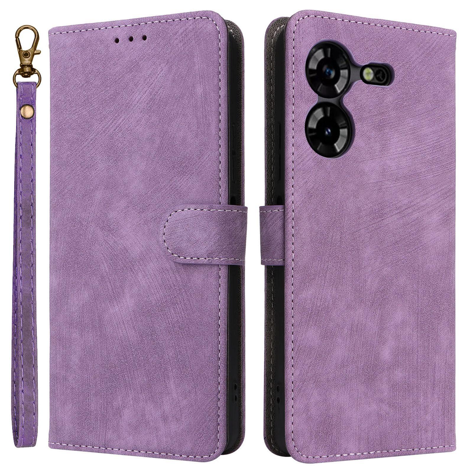 

PU Ledertasche Für Tecno Pova 5 4G Lh7n, Stand Shell RFID Blocking Wallet Telefonabdeckung Mit Riemen - Lila, Tecno Pova 5 4G