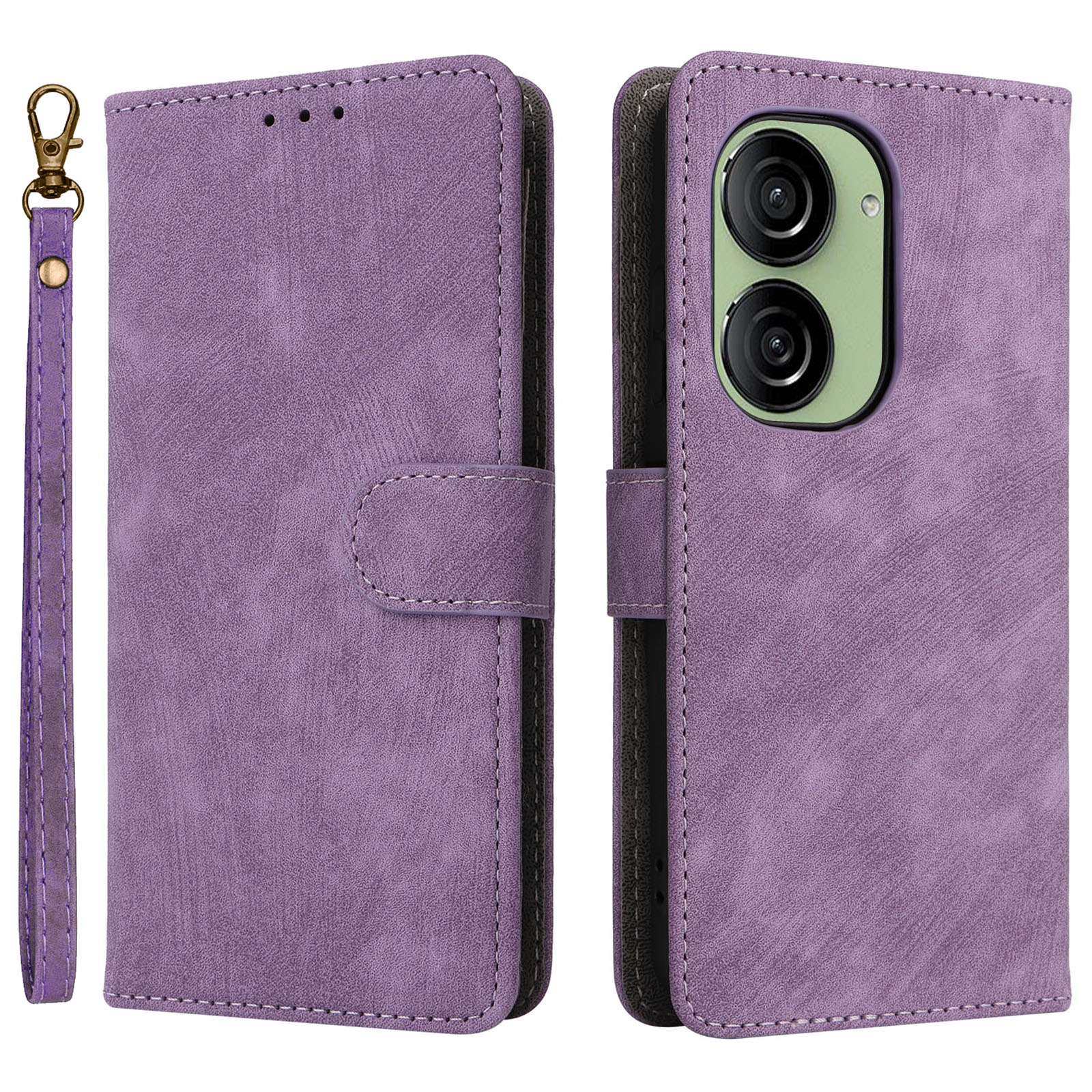 

Für Asus Zenfone 10 5g / Zenfone 9 5G Telefonkoffer Brieftasche Magnetic PU Leder RFID -blockierung Mit Riemen - Lila, Asus Zenfone 10 5G