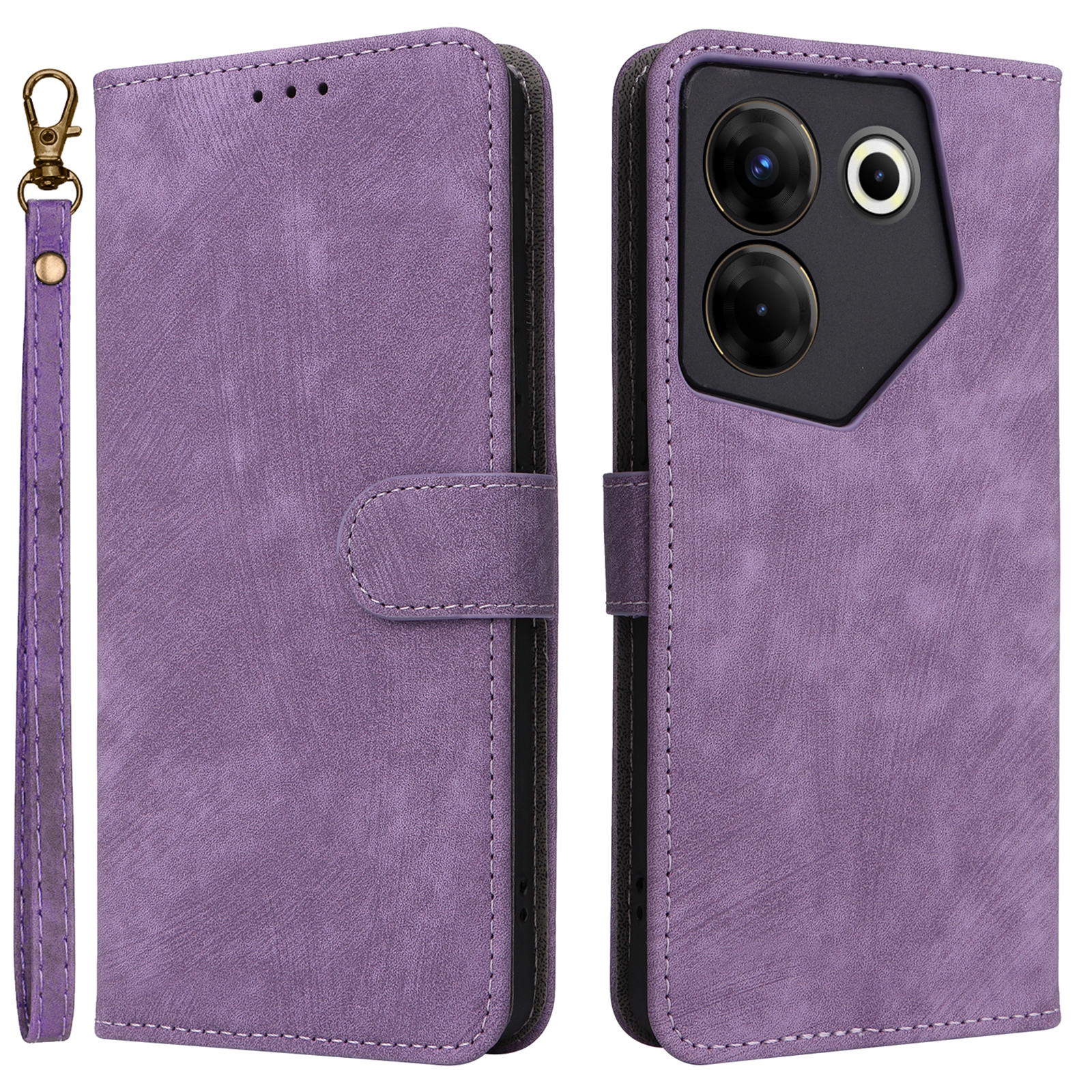 

Für Tecno Camon 20 Pro 5G Ck8n PU Leder Flip Wallet Hülle RFID -blockierungsständer Telefonabdeckung Mit Riemen - Lila, Tecno Camon 20 Pro 5G