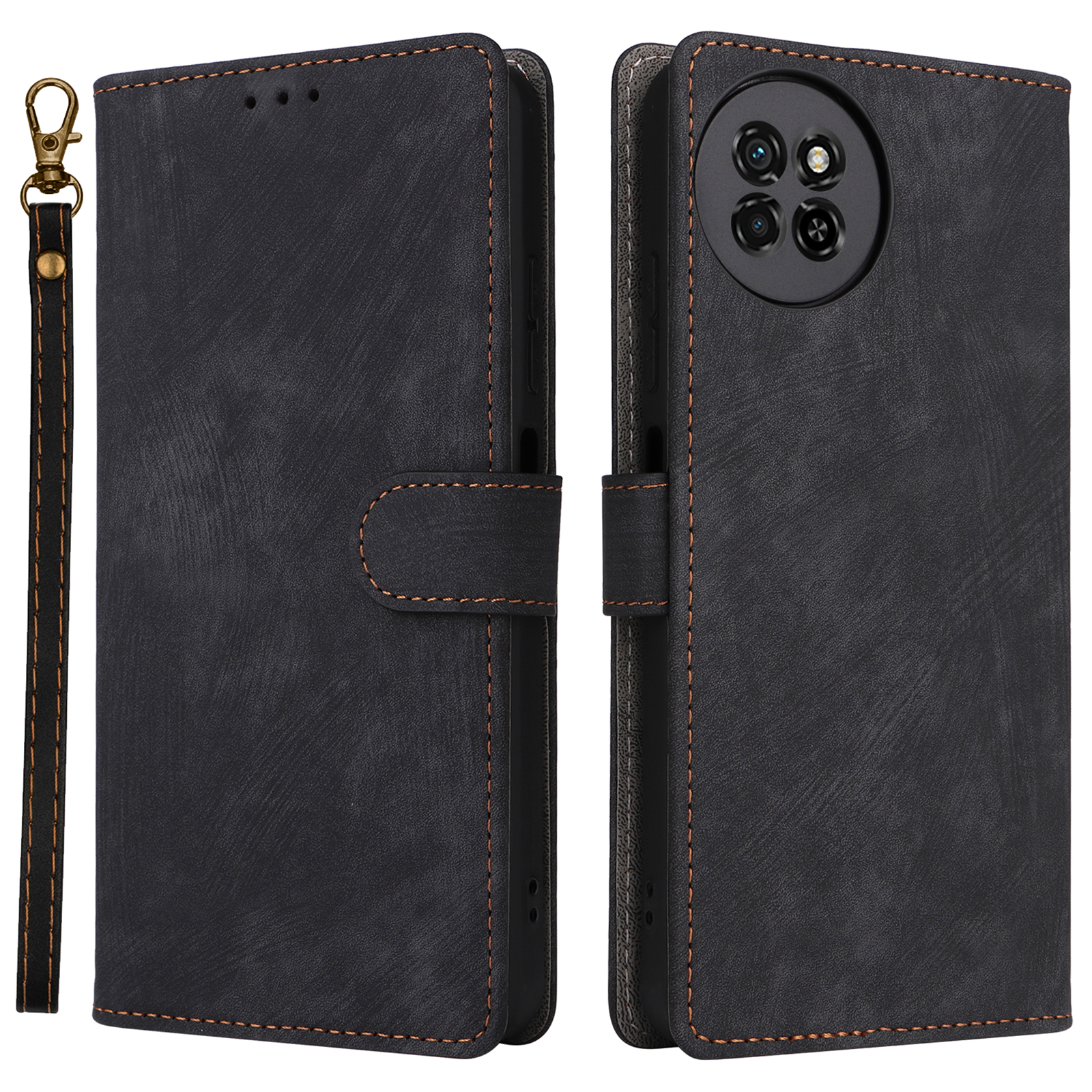 

PU Ledertasche Für Itel S23 S665l, Stand RFID Blocking Wallet Full Protection Phone Decke Mit Riemen - Schwarz, Itel S23