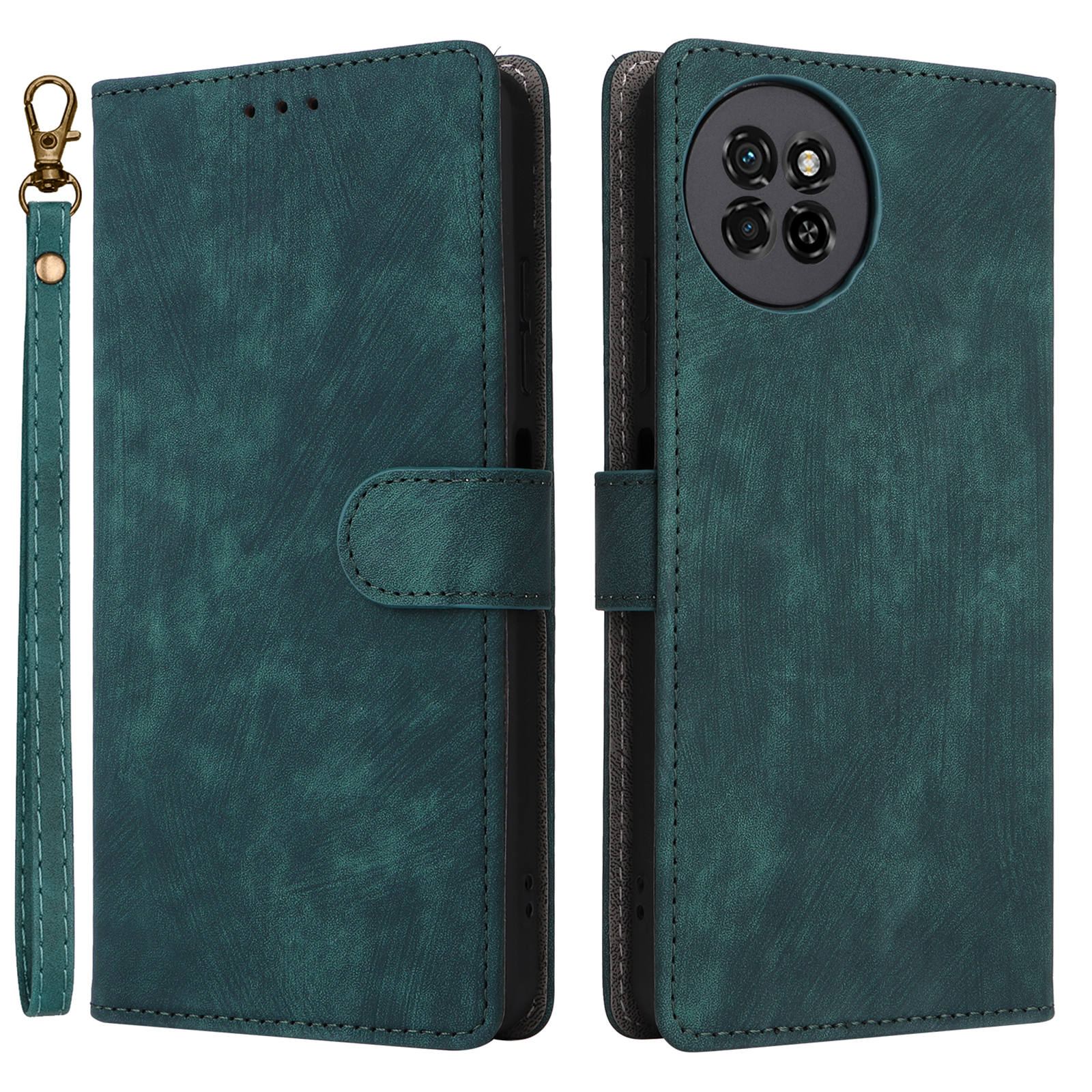 

PU Ledertasche Für Itel S23 S665l, Stand RFID Blocking Wallet Full Protection Phone Decke Mit Riemen - Grün, Itel S23