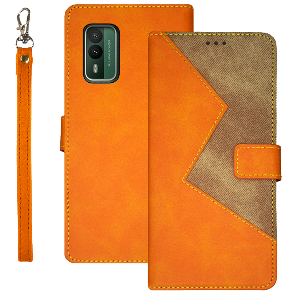 

IDEWEI Für Nokia XR21 PU Leder Flip Cover Card Slots Spleißständer Telefonhülle - Gelb, Nokia XR21