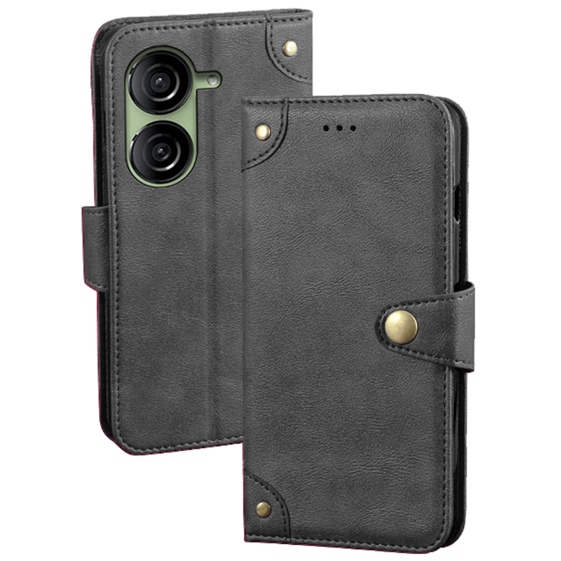 

IDEWEI Schotlicher Haft Für Asus Zenfone 10 5G Anti-Scratch PU Leder Brieftasche Telefonabdeckung - Schwarz, Asus Zenfone 10 5G