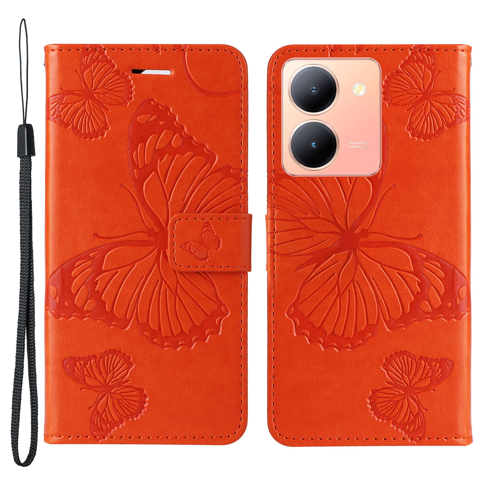 

KT Spruding Flower Series-2 Für Vivo Y36 5g / Y78 5G Wallet Hülle PU Leder Butterfly Imprint Stand Cover - Orange, vivo Y36 5G