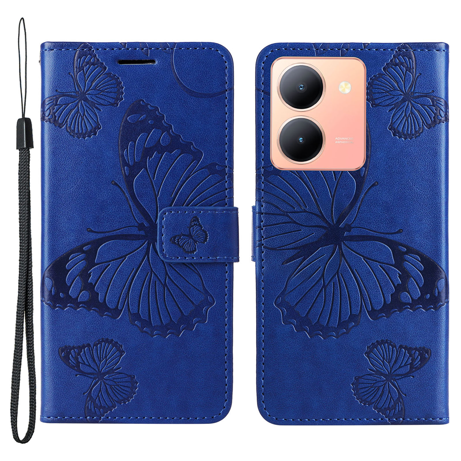 

KT Spruding Flower Series-2 Für Vivo Y36 5g / Y78 5G Wallet Hülle PU Leder Butterfly Imprint Stand Cover - Blau, vivo Y36 5G