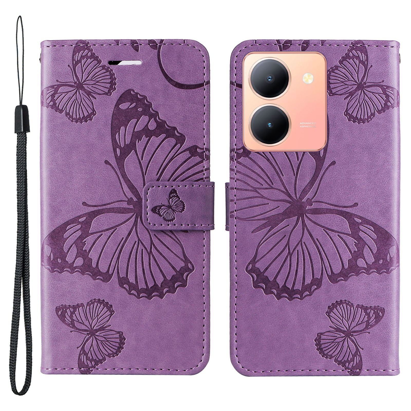 

KT Spruding Flower Series-2 Für Vivo Y36 5g / Y78 5G Wallet Hülle PU Leder Butterfly Imprint Stand Cover - Lila, vivo Y36 5G