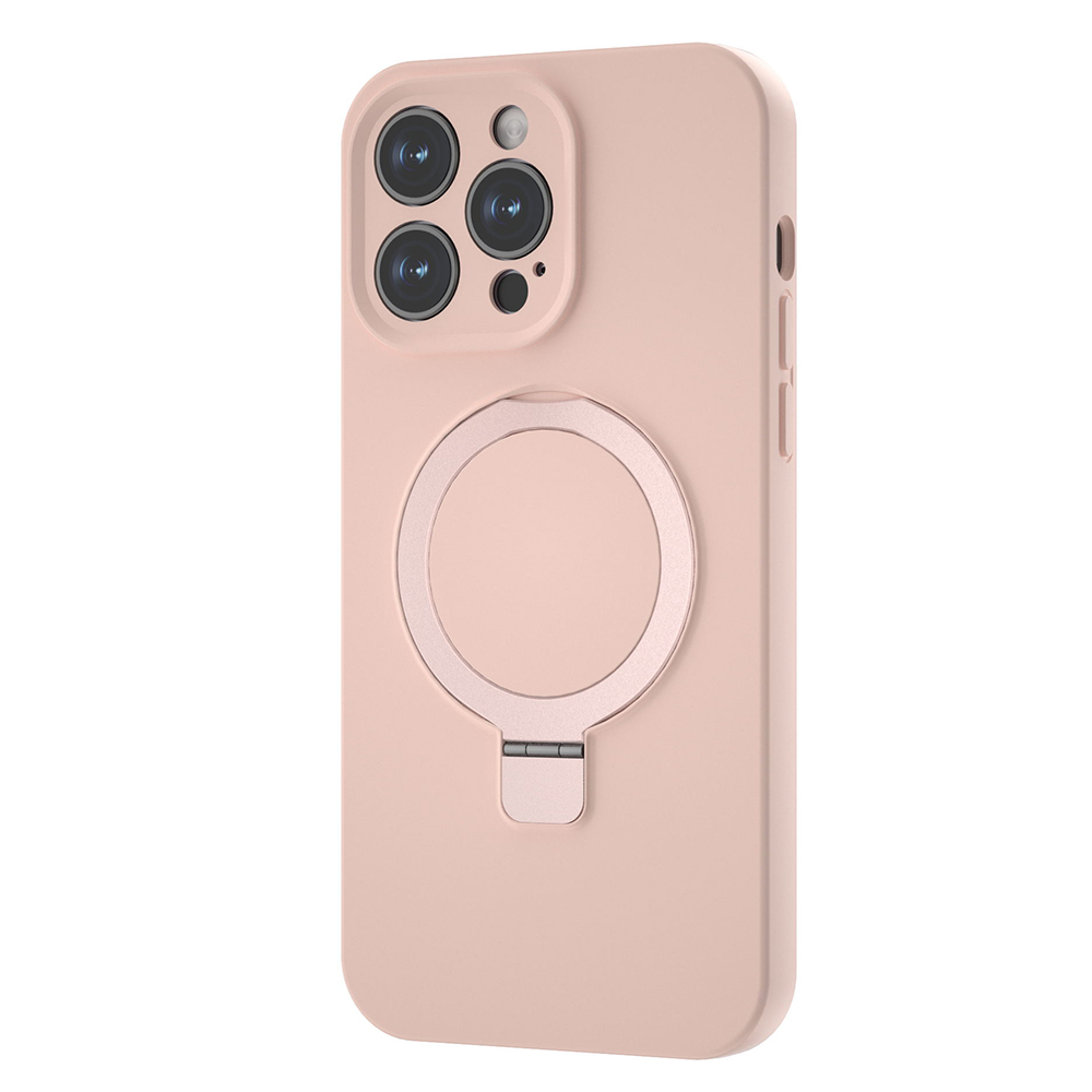 

Für Iphone 14 Pro Flüssige Silikon Magnetic Phone Hülle Kickstand Stoßdichtschutzschutzabdeckung - Rosa, iPhone 14 Pro