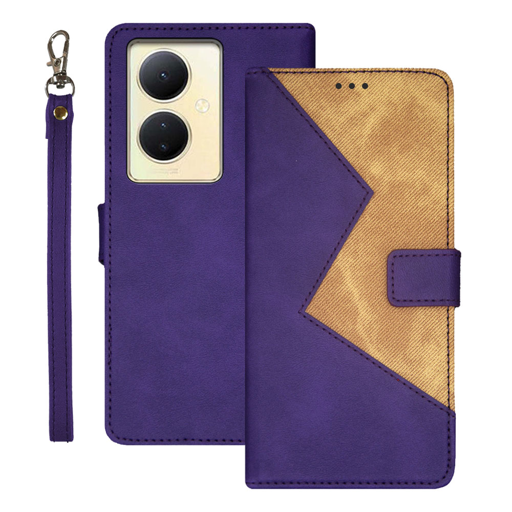 

IDEWEI Für Vivo V29 Lite 5G PU Leather Hülle Mit Kartenhalter Spleißfarben Farbständer Telefonabdeckung - Lila, vivo V29 Lite 5G