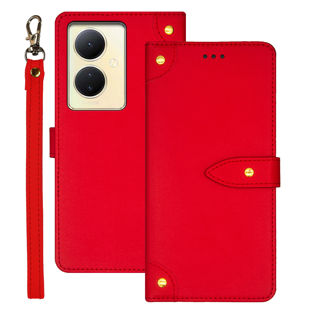 

IDEWEI Für Vivo V29 Lite 5G Telefon Lederkartonhalter Voller Schutzständer Abdeckung - Rot, vivo V29 Lite 5G