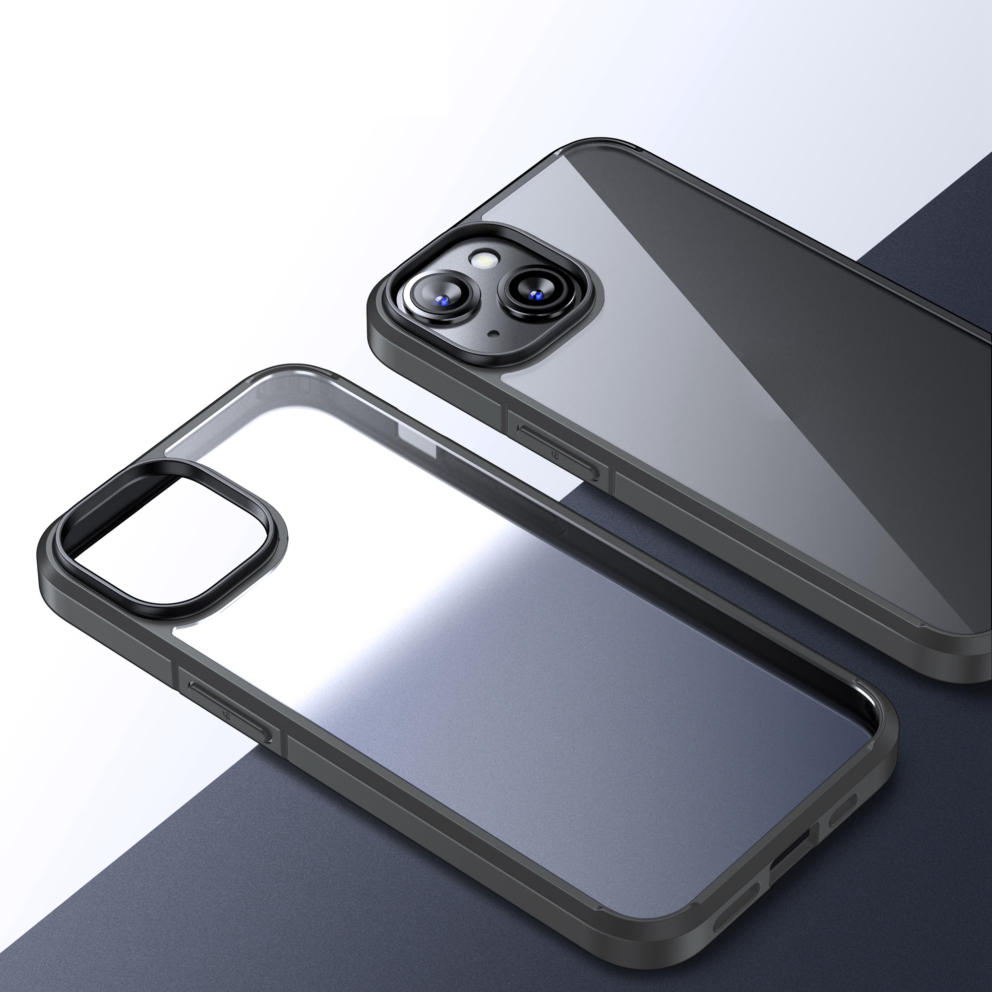 

PC+TPU -telefonhülle Für Iphone 15 Crystal Clear Series Transparent Back Protective Phone Cover - Grau, iPhone 15