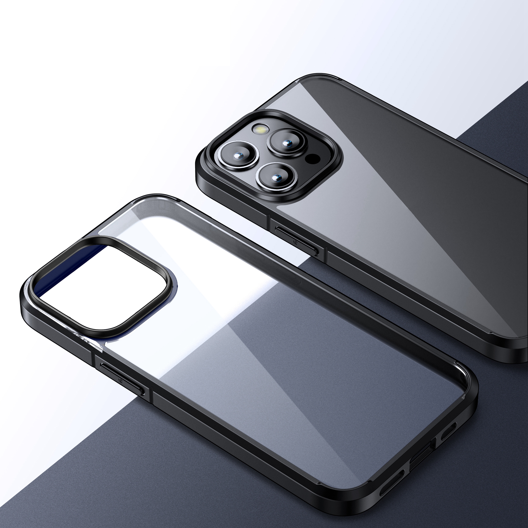 

Für Das Iphone 15 Pro Max Crystal Clear Series Anti-fall-pc+tpu-telefonhülle Transparentes Zurück-schutz-phone-abdeckung - Schwarz, iPhone 15 Pro Max