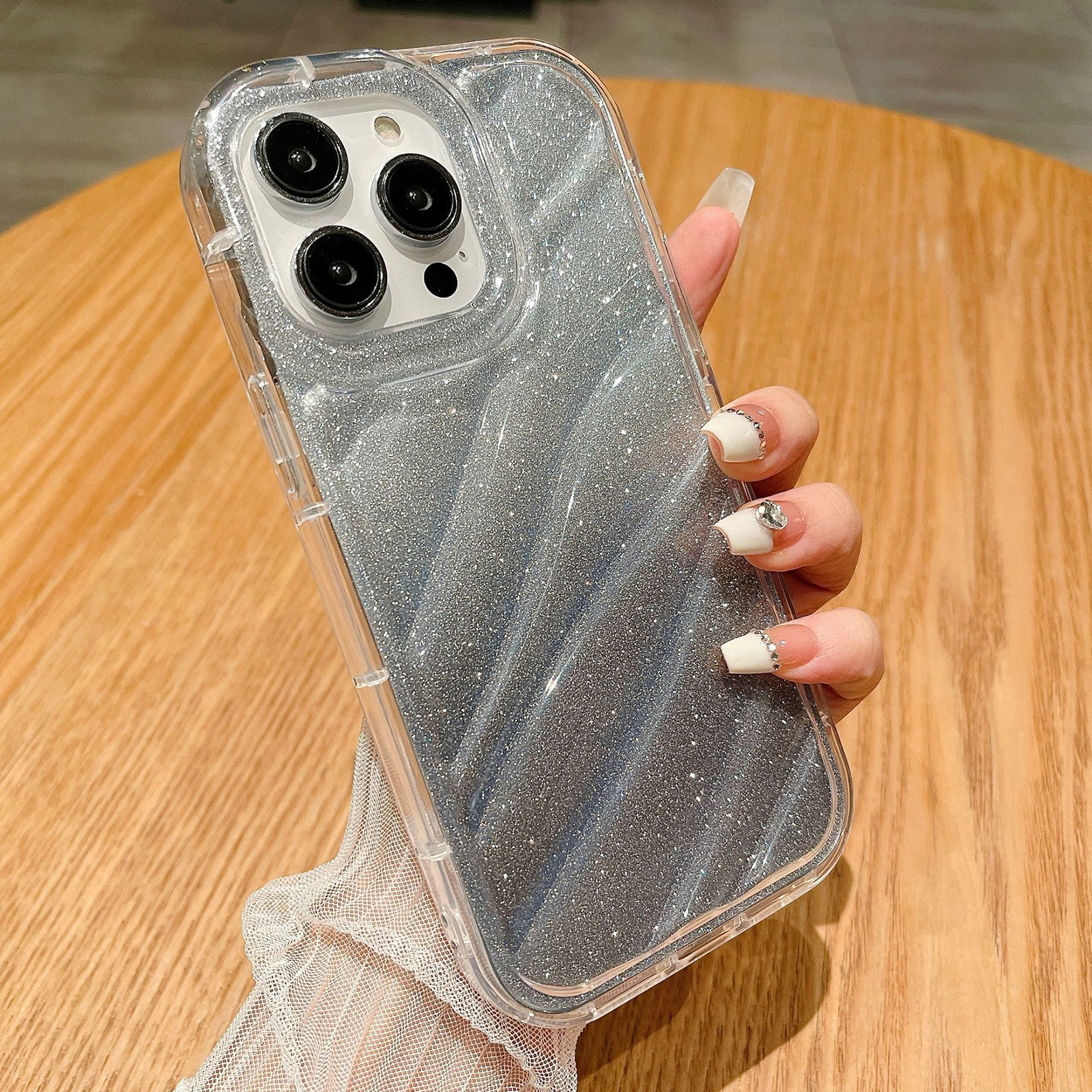 

Für Iphone 14 Pro Soft TPU Phone Case Innenverkleidung Textur Nicht-rutsch-schutzschutzabdeckung - Glitzerpulververlauf Schwarz, iPhone 14 Pro