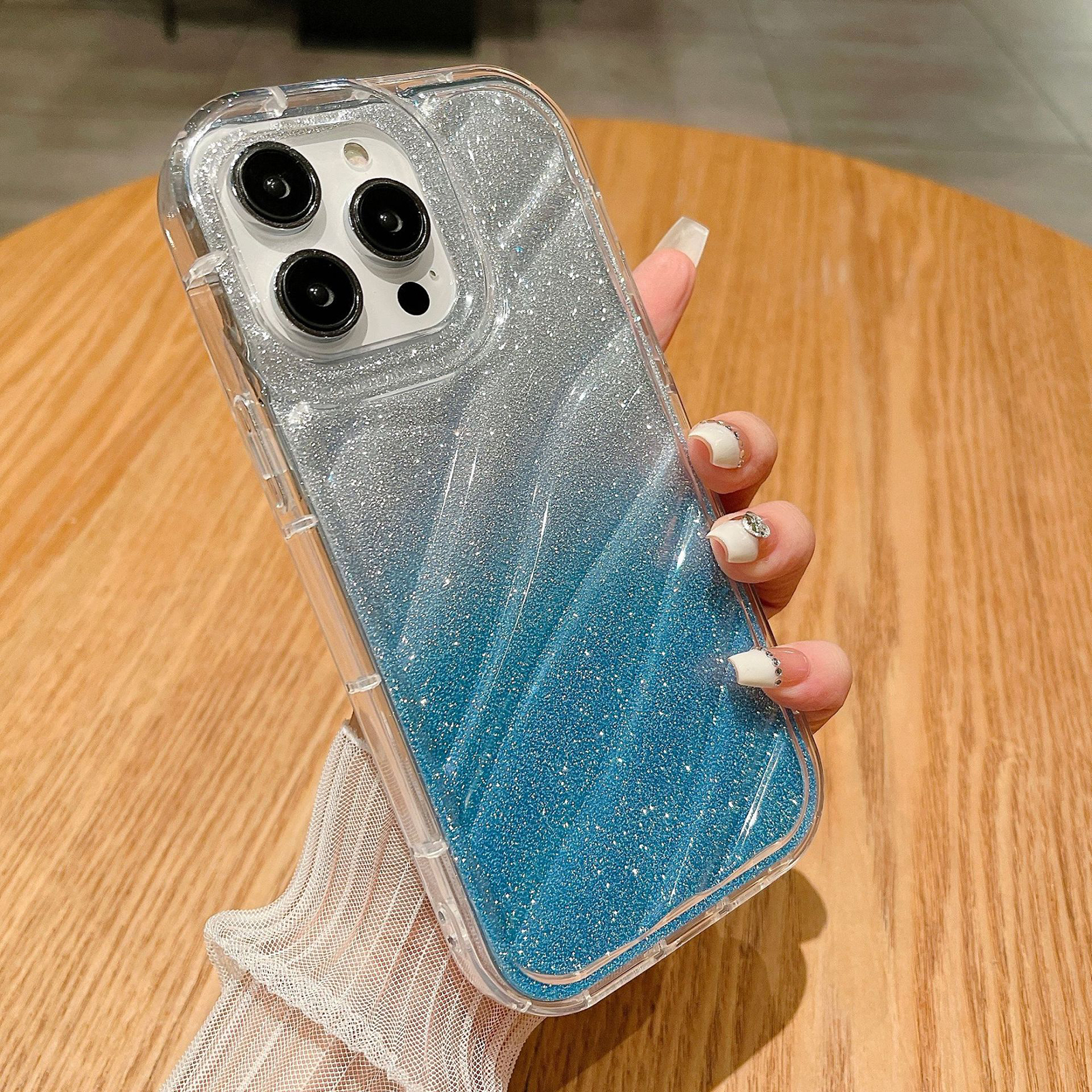 

Für Iphone 14 Pro Soft TPU Phone Case Innenverkleidung Textur Nicht-rutsch-schutzschutzabdeckung - Glitzerpulververlauf Blau, iPhone 14 Pro