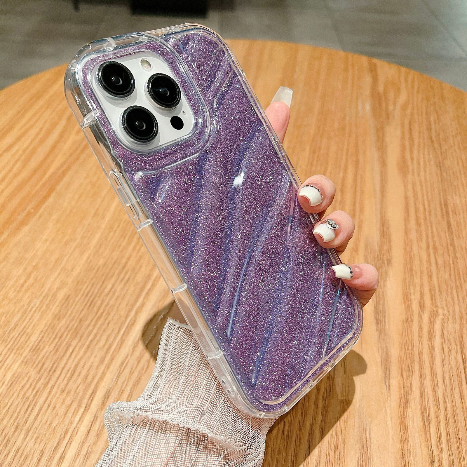 

Für Das Iphone 13 Pro Max TPU Schockdeliedelie -hülle Twill Textur Innere Shell -schutzabdeckung - Glitzerpulver Lila, iPhone 13 Pro Max